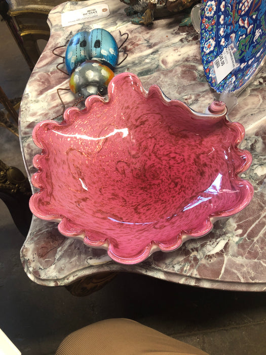 LARGE PINK MURANO GLASS BOWL