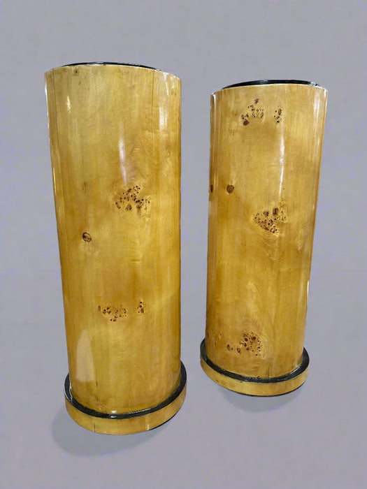 PAIR OF DECO BIRD'S EYE MAPLE PEDESTALS