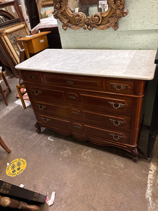 LOUIS XV MARBLE TOP CHERRY COMMODE
