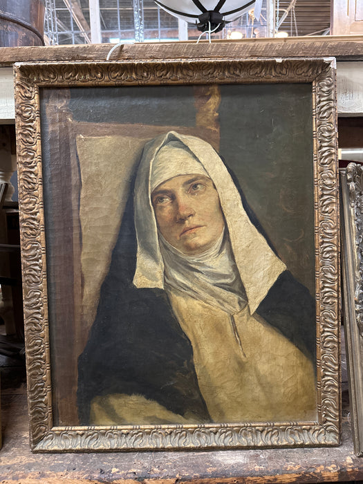 FRAMED NUN OIL PAINTING