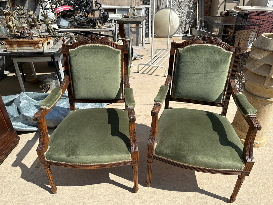 PAIR OF LOUIS XVI MAHOGANY SALON ARMCHAIRS
