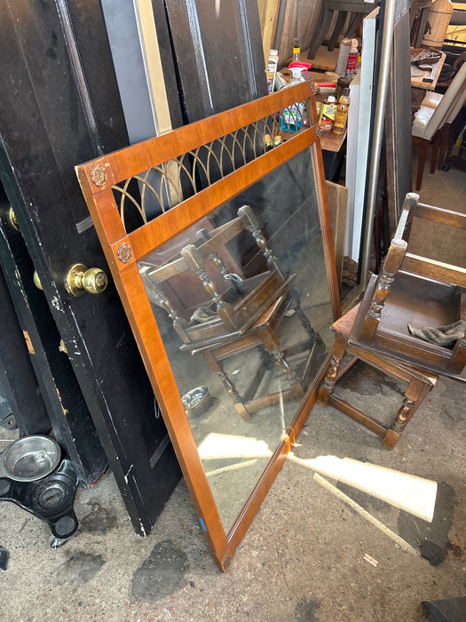 MID CENTURY DRESSER MIRROR WITH BRONZE ARCHES
