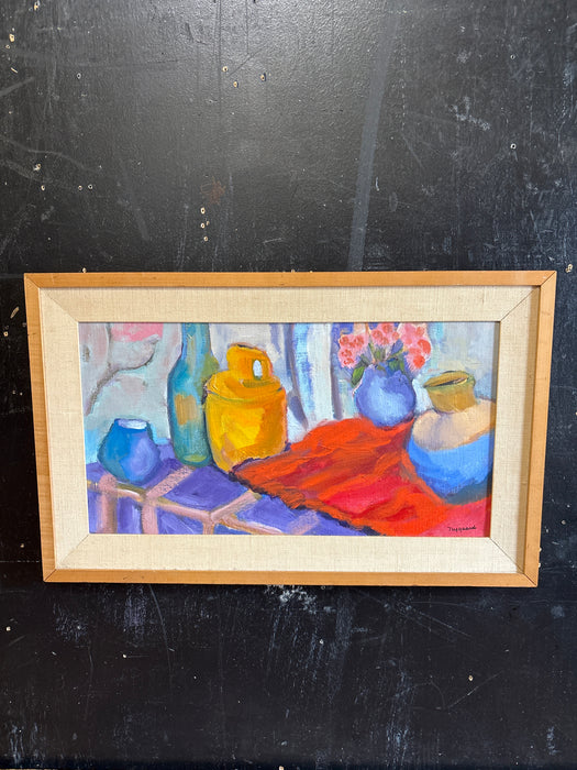 HORIZONAL COLORFUL ABSTRACT STILL LIFE PAINTING SIGNED NYGAARD