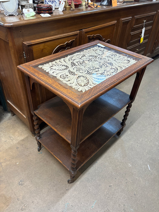 BARLEY TWIST LARGE BAR CART - AS FOUND WHEELS