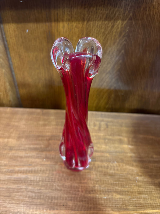 RED MURANO STYLE GLASS VASE