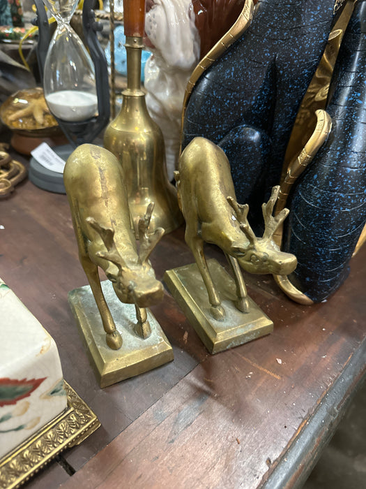 PAIR OF BRASS DEER BOOKENDS