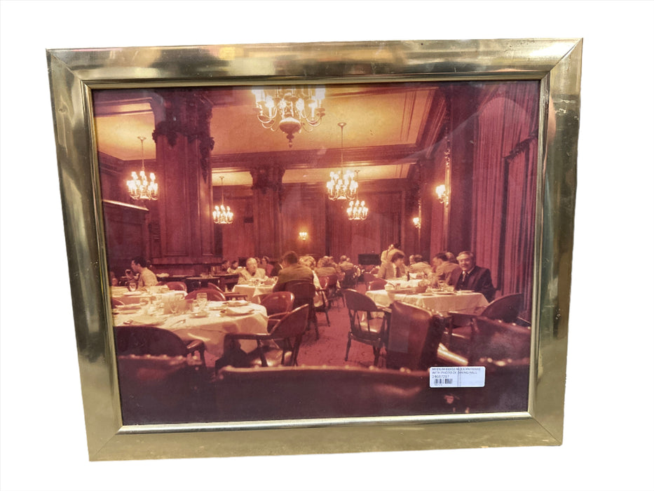 MEDIUM BRASS MODERN FRAME WITH PHOTO OF DINING HALL