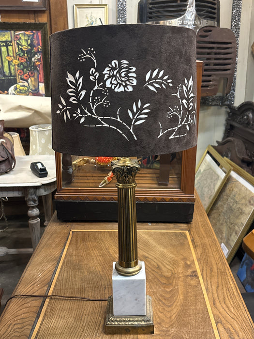 BRASS AND MARBLE LAMP