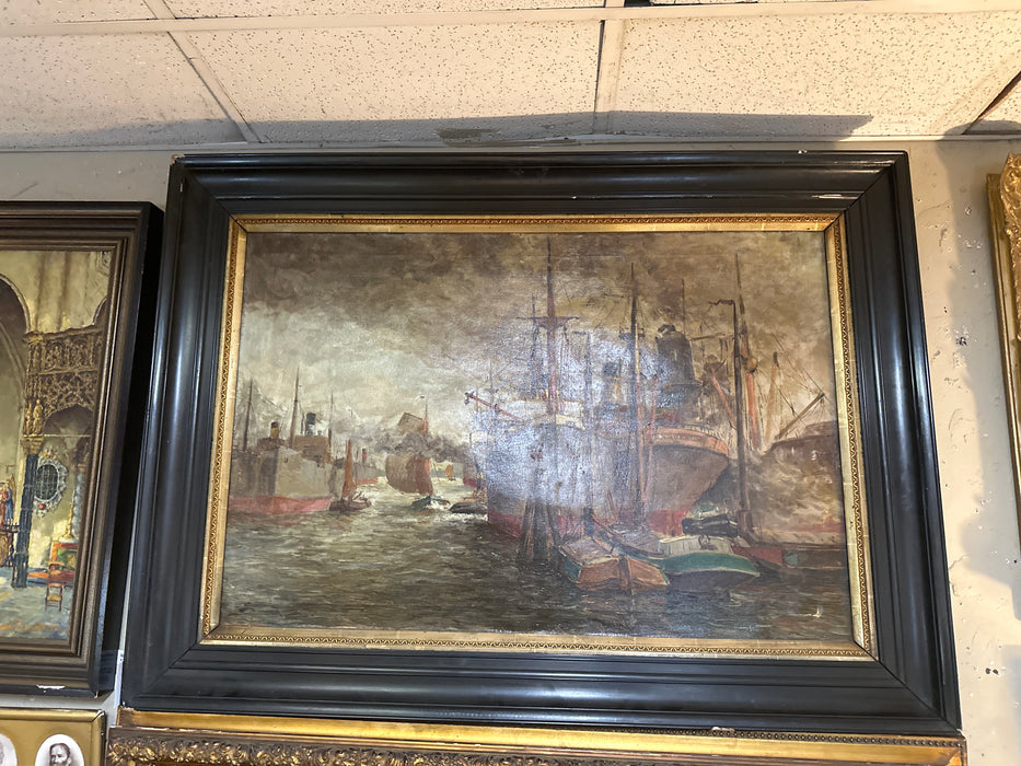 FRAMED SHIP OIL PAINTING 1881-1961