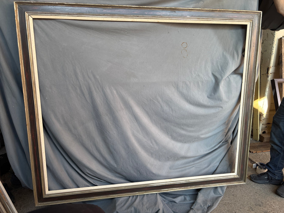 LARGE SILVER AND BLACK FRAME WITH LINEN FRAME