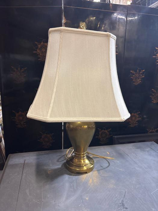 LARGE BRASS TABLE LAMP WITH PAPER SHADE