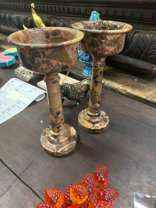 PAIR OF TALL PORTUGUESE  MARBLE COMPOTES