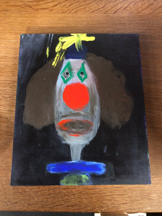 SMALL CLOWN PAINTING ON BOARD SIGNED JOHN TOROK