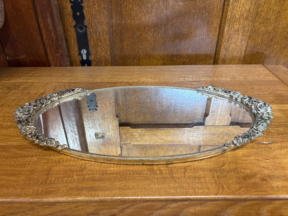 SMALL OVAL MIRRORED DRESSER TRAY