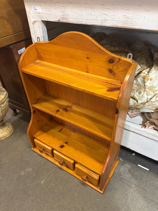 SMALL PINE TABLE TOP SHELF WITH DRAWERS