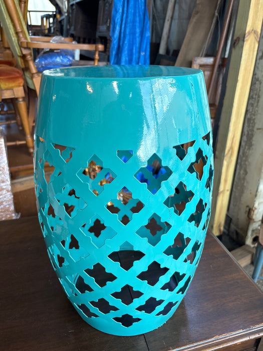 TURQUOISE METAL DRUM TABLE
