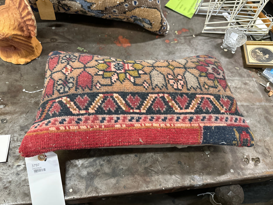 RECTANGULAR RED TAPESTRY PILLOW