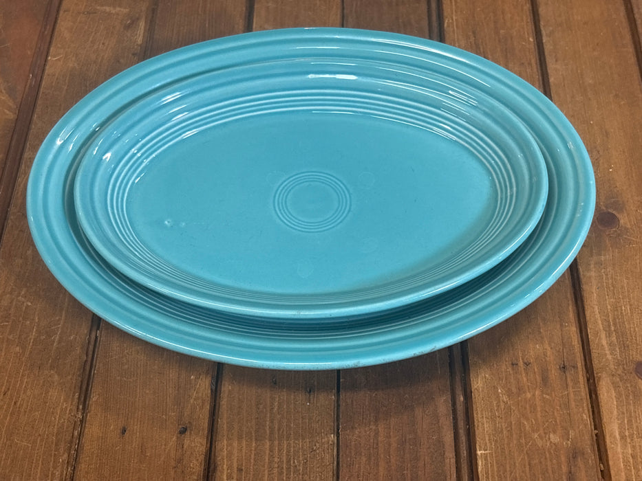 SET OF 2 LIGHT BLUE FIESTA WARE PLATTERS