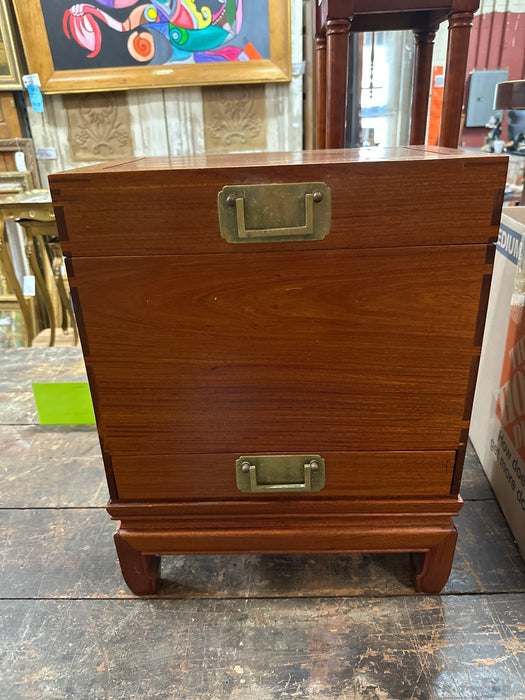 ASIAN BRASS AND MAHOGANY CAMPAIGN CHEST