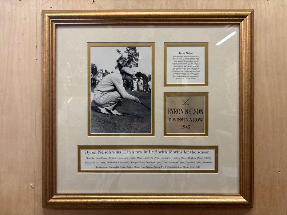 SMALL FRAMED PHOTOGRAPH COLLAGE OF GOLFER BYRON NELSON