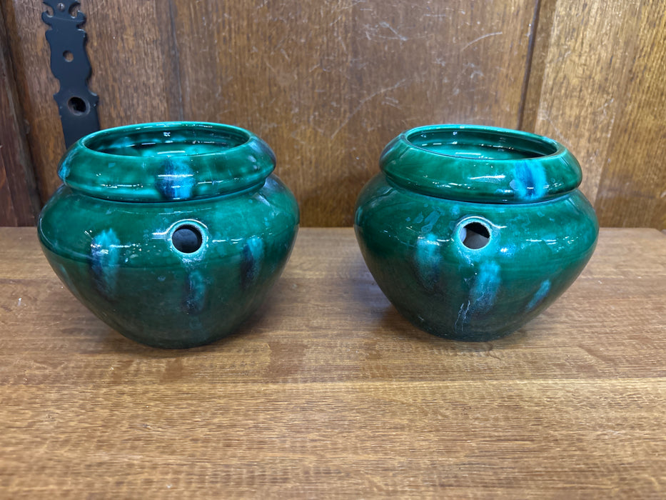 PAIR OF GREEN PLANTERS