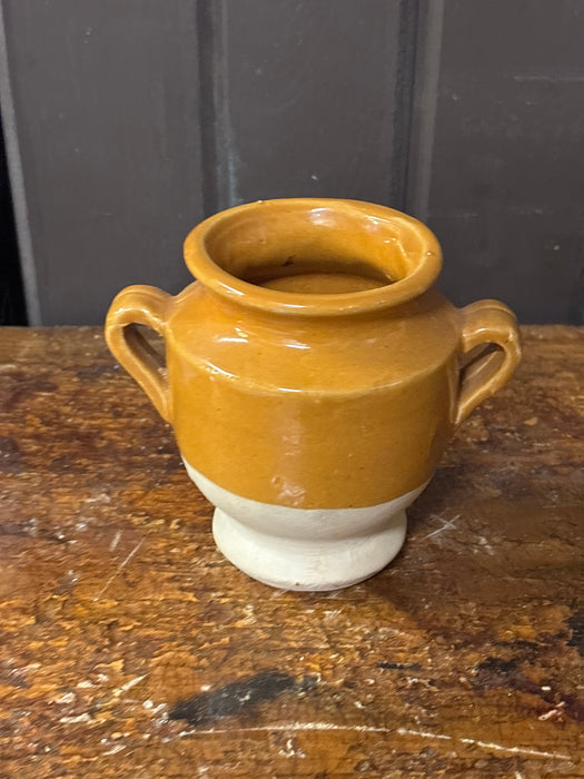 TINY GLAZED ORANGE JARDINERE WITH HANDLES