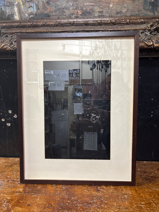 MODERN MAHOGANY WOOD FRAME WITH THICK WHITE MATTE