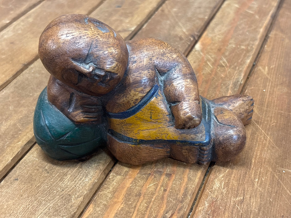CARVED WOOD ASIAN BOY