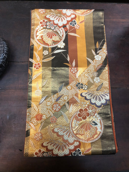 BRONZE, GOLD, AND BLACK JAPANESE SILK RUNNER
