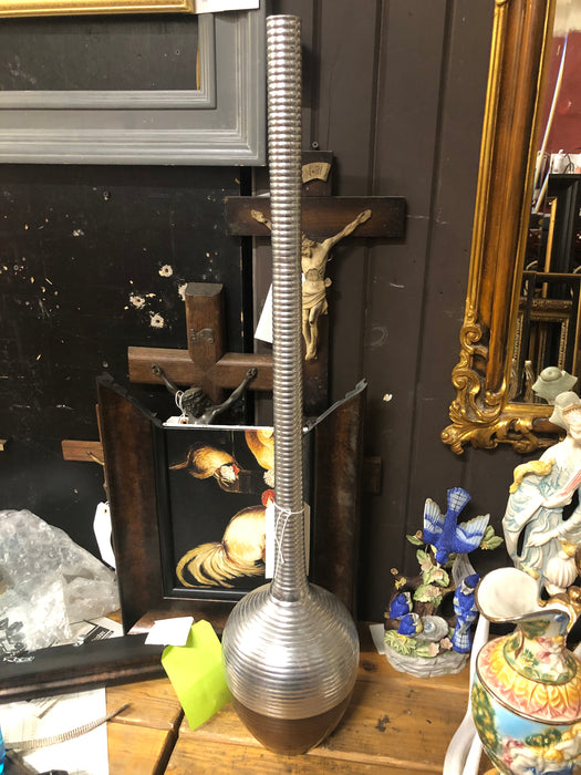 TALL ALUMINUM RIBBED VASE