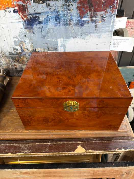 LARGE BURLWOOD JEWELRY BOX