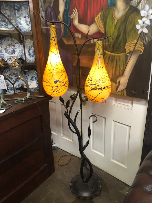 ART GLASS FLOOR LAMP WITH YELLOW GLASS