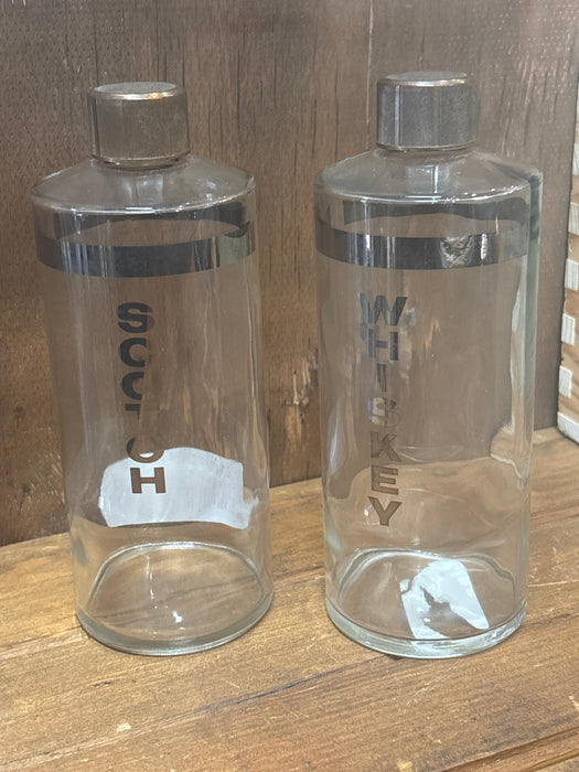 SET OF MID CENTURY STYLE SCOTCH AND WHISKEY DECANTERS