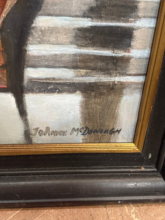 BLACK FRAMED MIXED MEDIA PAINTING OF WOMEN - SIGNED JOANNE MCDONNA