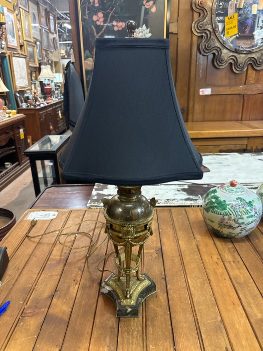 BRASS LAMP WITH GREEN MARBLE BASE