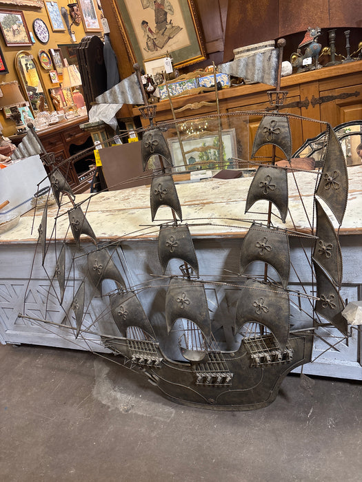LARGE 1970'S 3 MAST SHIP WALL MOUNT
