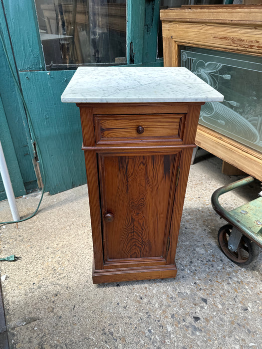 PINE NIGHTSTAND WITH WHITE MARBLE TOP