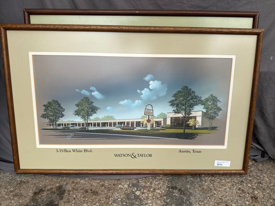 ARCHITECTURAL PASTEL RENDERING FROM THE MIDCENTURY