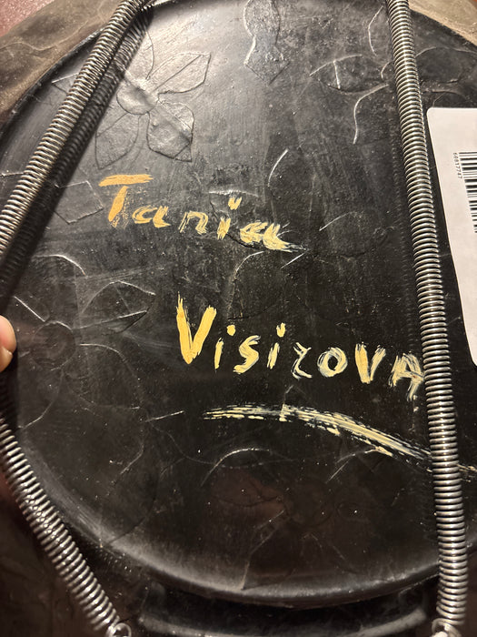 MEDIUM BLACK FRENCH GLASS PLATE - SIGNED TANIA VISICOVA