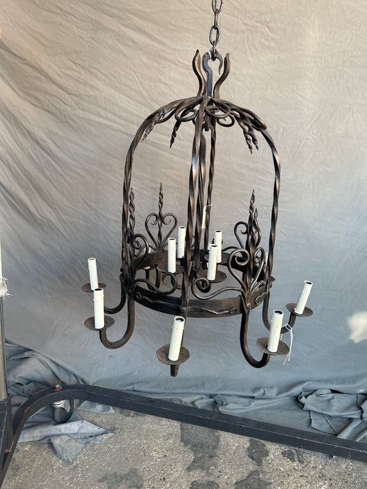 12 LIGHT ROUND FRENCH BASKET IRON LIGHT FIXTURE