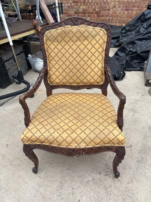 UPHOLSTERED MAHOGANY ARM CHAIR