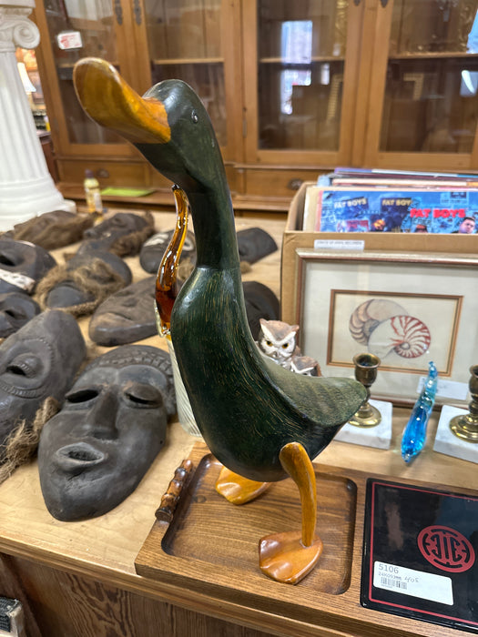 GREEN CARVED WOOD DUCK