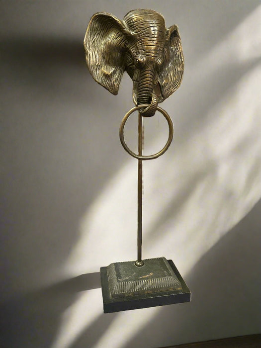 BRONZE ELEPHANT HEAD TOWEL HOLDER