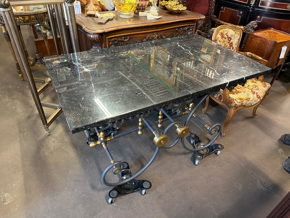 LARGE BLACK MARBLE TOP PASTRY TABLE