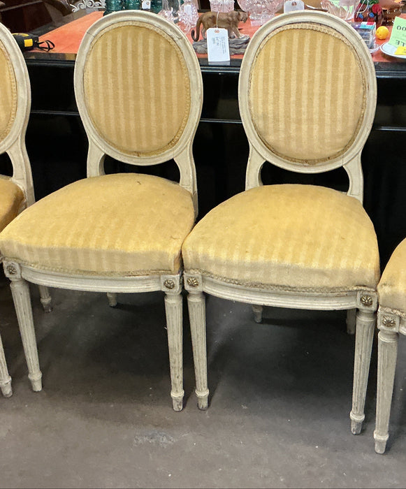 PAIR OF LOUIS XVI PETITE OVAL BACK CHAIRS 1 EACH OF 4 PAIRS