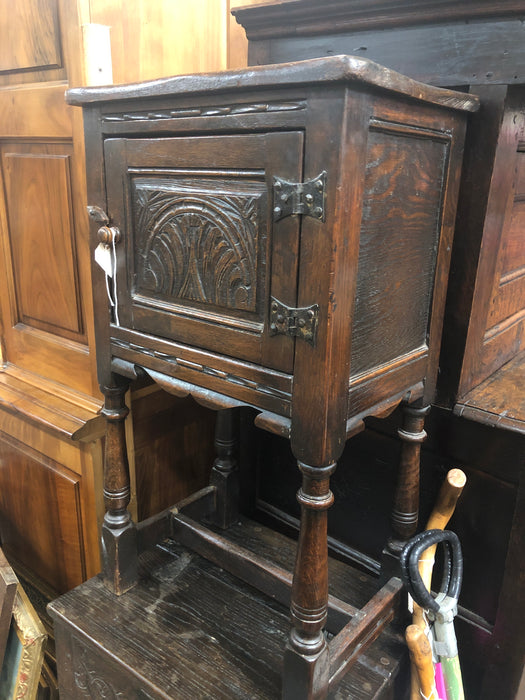 TUDOR CARVED 1 DOOR EARLY NIGHT STAND
