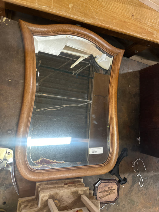 SHAPE BEVELED OAK MIRROR