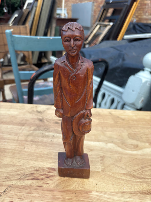 SMALL WOOD BOY STATUE
