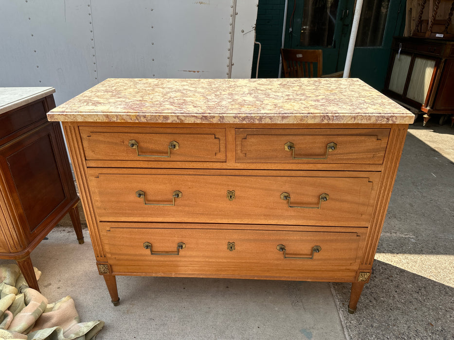LOUIS XVI MARBLE TOP MAHOGANY COMMODE