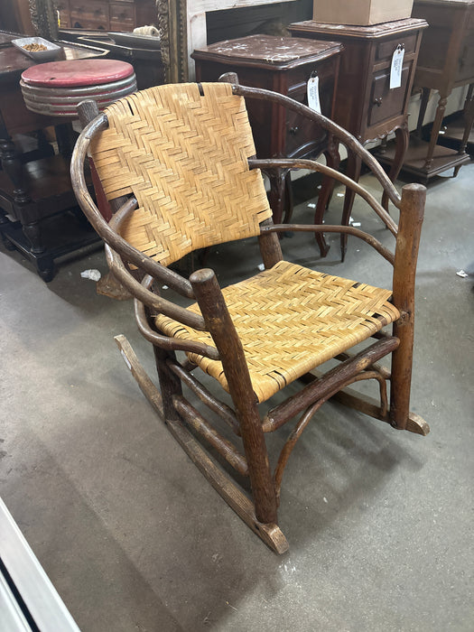 OLD HICKORY RUSTIC WOVEN BARK ROCKING CHAIR